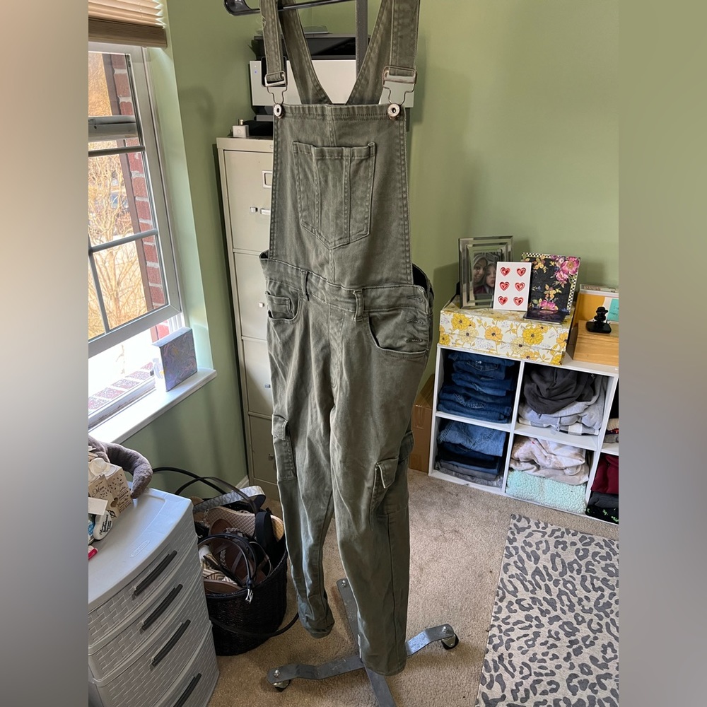 Army Green Denim Overalls